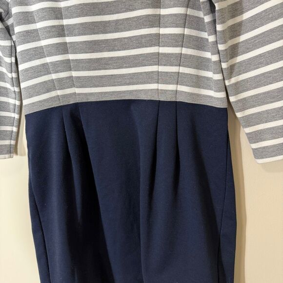 Gap Women’s Navy Gray White Stripe Color Block Pockets Ponte Knit Dress Medium - Picture 6 of 7